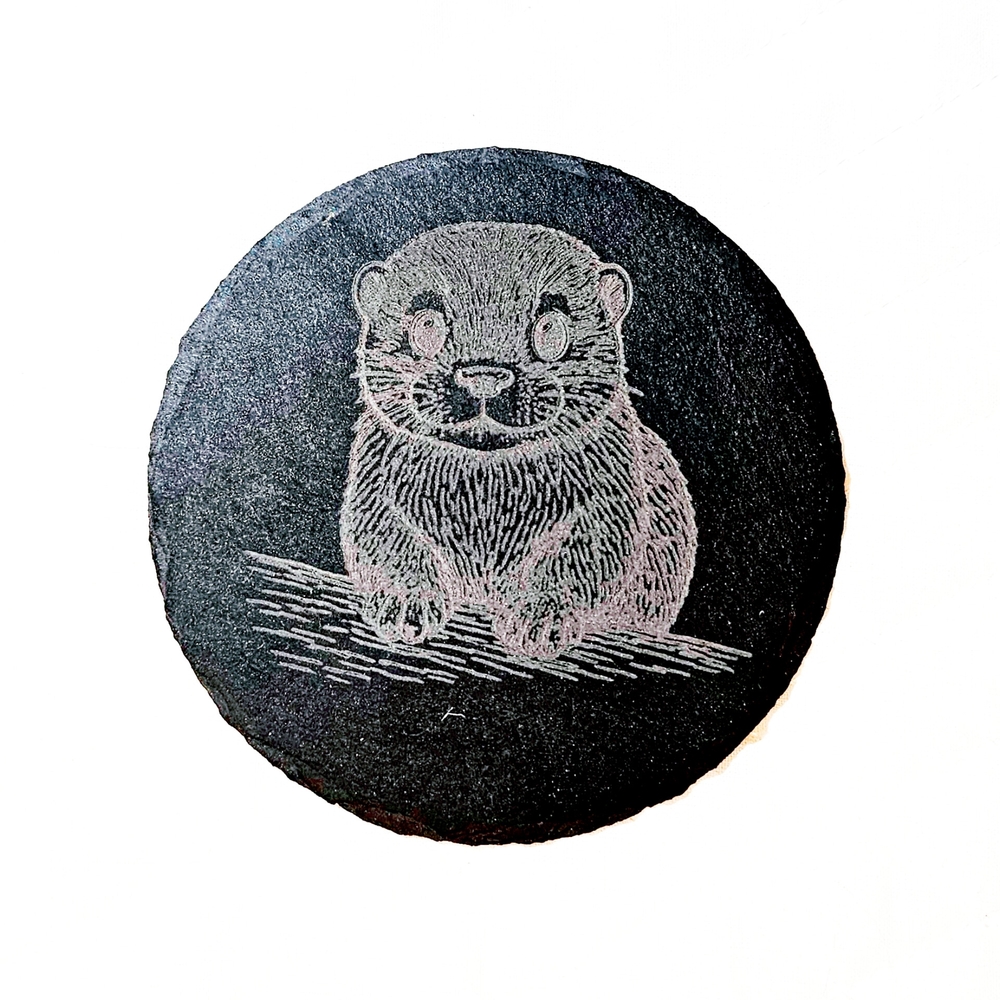 Personalized Slate Coaster with Otter Design